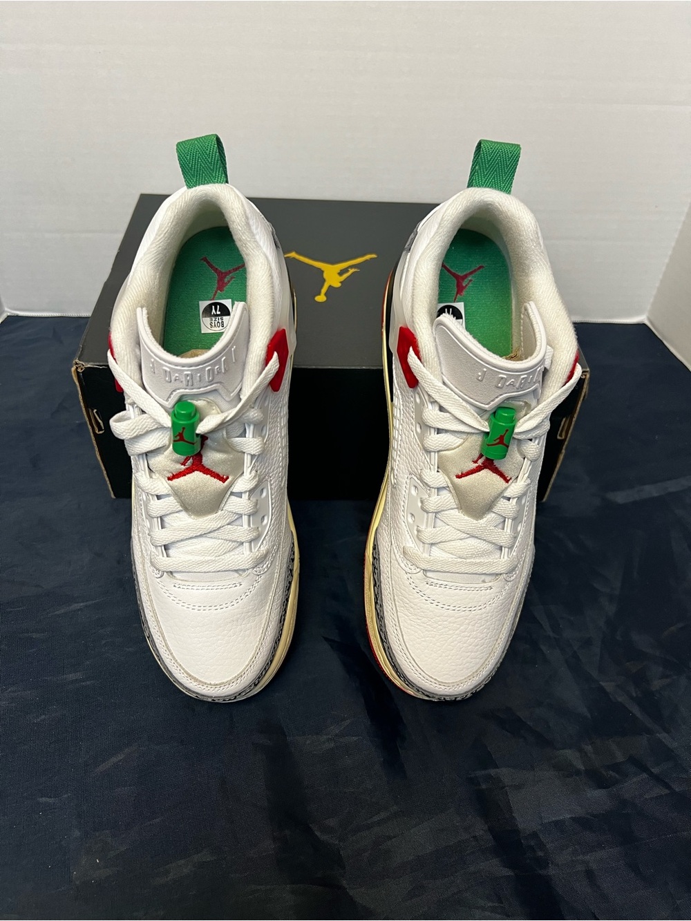 Jordan White, Red & Green Men's Basketball Sneakers - Picture 3 of 7